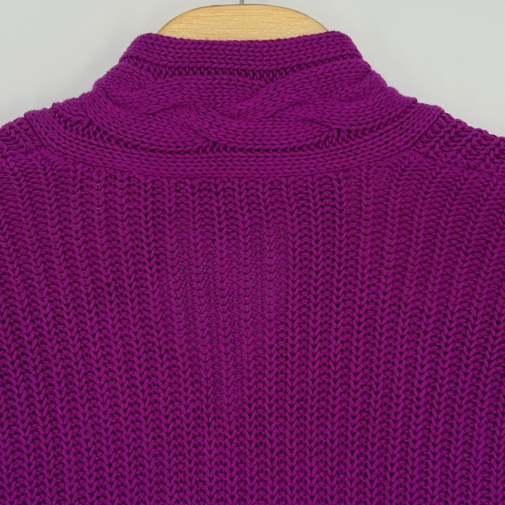 Ralph Lauren Sweater Women XS Purple V-Neck Cable Knit Shawl Pullover Fall Prep - Picture 4 of 10